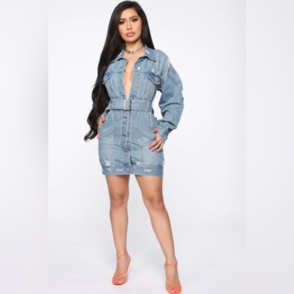 Nwt Women’s Mocha Apparel Denim Mini Dress - Medium Blue Wash